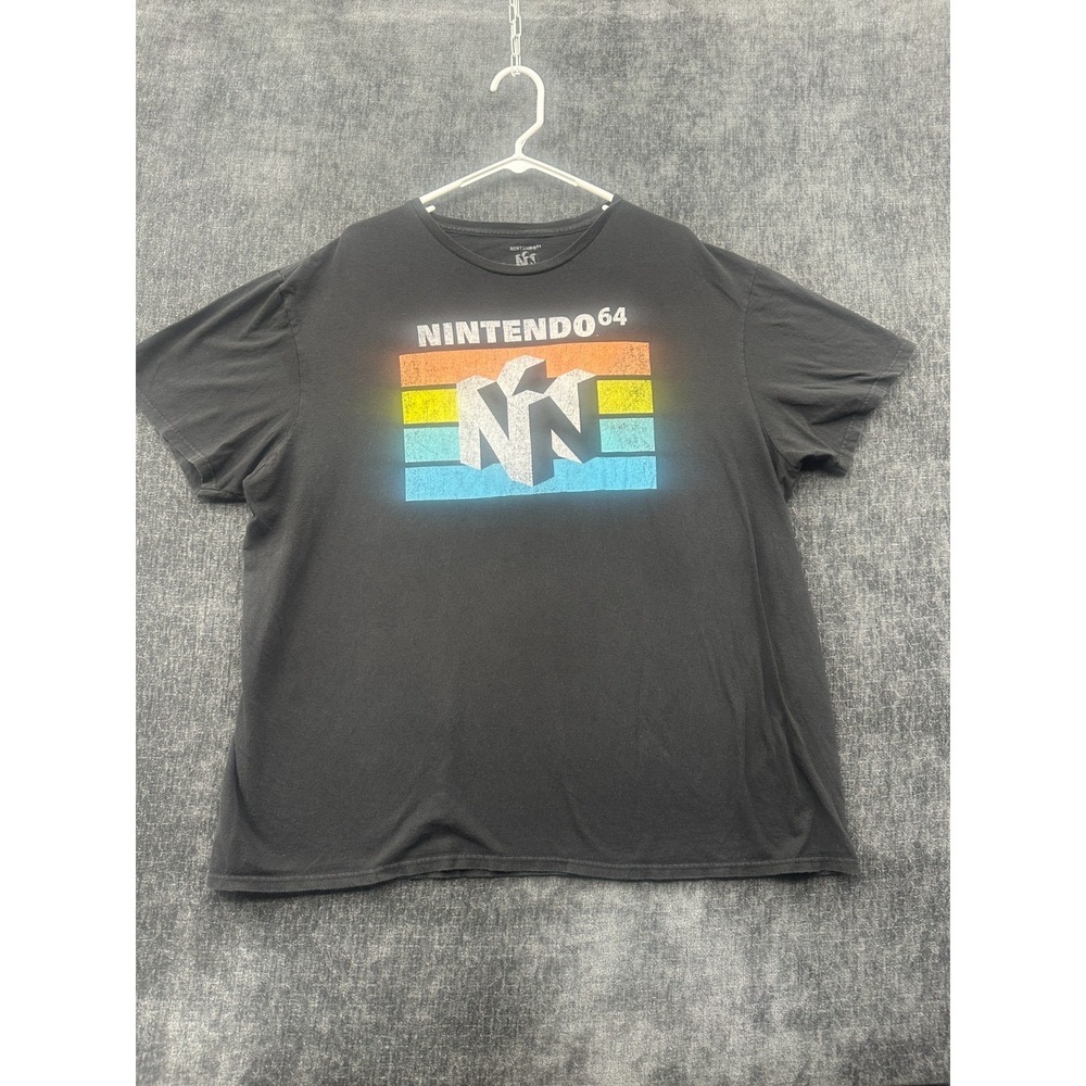 Nintendo N64 T Shirt Mens 2XL Black Video Game Graphic Retro Short Sleeve Tee